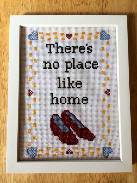 Cross Stitch Hearth Picture, There's No Place Like Home, on sale Completed Framed Stamped Cross Stitch