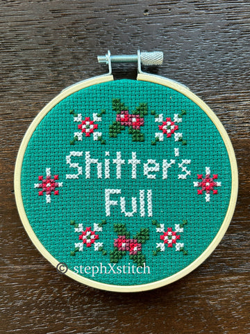 Shitter's Full - Finished Cross-Stitch