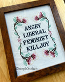 Angry Liberal Feminist Killjoy - Framed Cross-Stitch Art