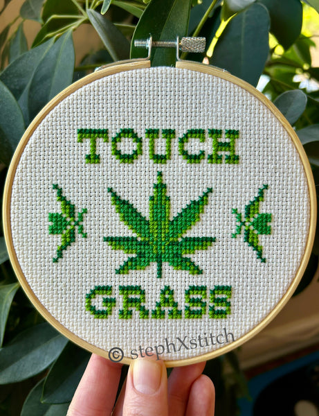 Touch Grass PDF Cross Stitch Pattern