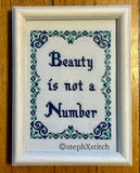 Beauty Is Not A Number - Framed Cross-Stitch