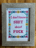 I Don't Know Shit About Fuck - Framed Cross Stitch