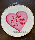 I Hate Everyone But You - Framed Cross-Stitch