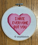 I Hate Everyone But You - Framed Cross-Stitch