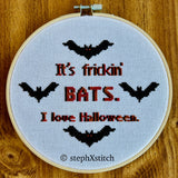 It's Frickin' Bats. I Love Halloween - PDF Cross-Stitch Pattern