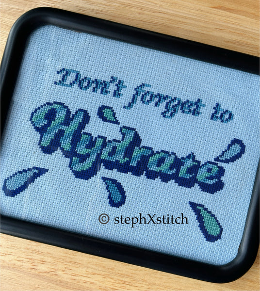 Don't Forget To Hydrate- Framed Cross-Stitch