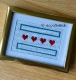 Chicago Flag Hearts - Framed Cross Stitch