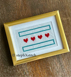 Chicago Flag Hearts - Framed Cross Stitch