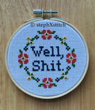 Well, Shit. - Framed Cross-Stitch