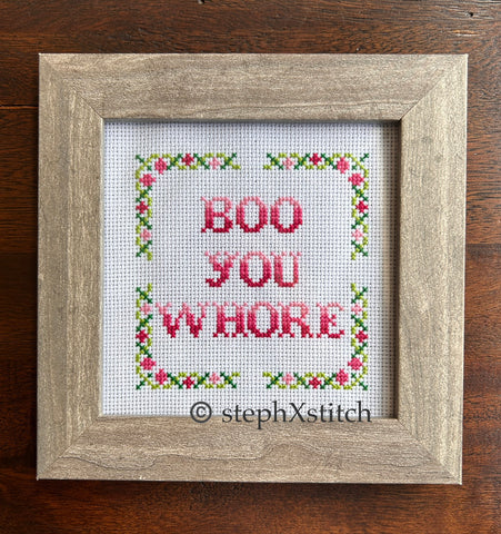 Boo You Whore Framed Cross-Stitch