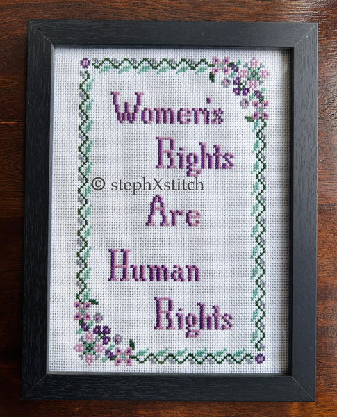Women's Rights Are Human Rights - Framed Cross-Stitch