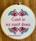 Cunt is As Cunt Does  - Framed Cross-Stitch