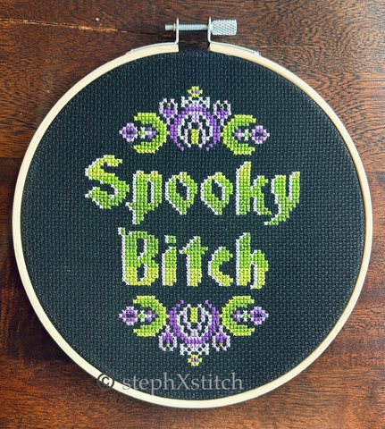 Spooky Bitch - Framed Cross Stitch