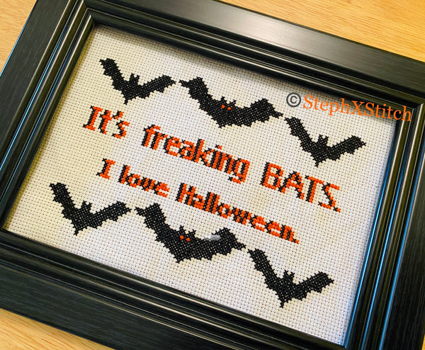 It's Freaking Bats. I Love Halloween - PDF Cross-Stitch Pattern
