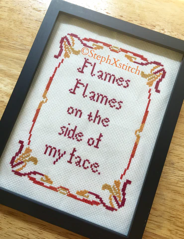 Flames. Flames On The Side of My Face -PDF Cross Stitch Pattern