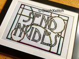 SEND NUDES - Framed Cross-Stitch