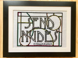 SEND NUDES - Framed Cross-Stitch