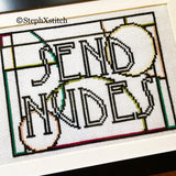 SEND NUDES - Framed Cross-Stitch