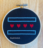 Chicago Flag Hearts - Framed Cross Stitch