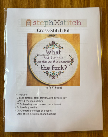 Cross Stitch Kit: Pronoun He Him His - Monster